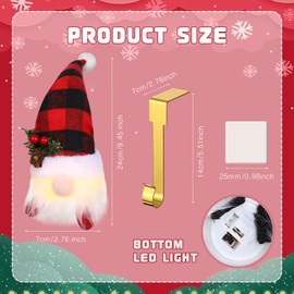 Ceenna 8 Sets Christmas Stocking Holders for Mantle with LED Light, Stocking Hooks Hanger for Fireplace Mantle Xmas Decoration