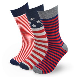 BG Premium Dress Socks for Men. Classic and Formal Apparel Patterned Socks, 3 Pair Set with a Gift Box - Red, White, and Blue