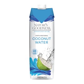 Nature's Goodness Coconut Water 33.82 fl oz - Pure Natural Electrolyte Drink | No Pulp, No Sugar Added, Non-GMO, Hydrating Beverage - Made Not From Concentrate