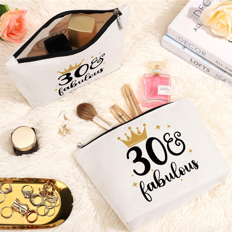 GevGuxLuo 30th Birthday Gifts for Women Makeup Bag, 30 Years