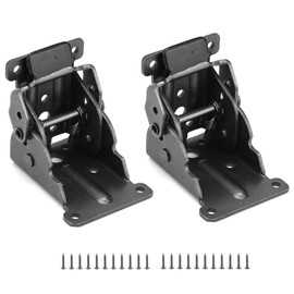 QWORK® 2 Pack Folding Lock Extension Self Locking Foldable Hinge Hardware for Table Bed Leg Feet Screws Included - Black