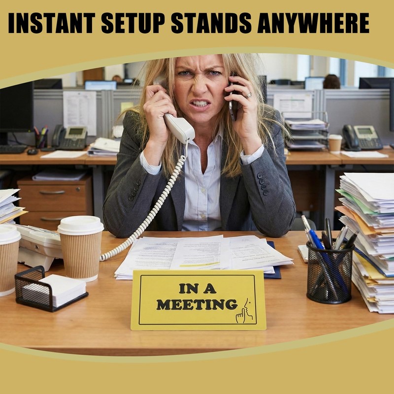 In a Meeting Triangular Table Tent Sign - High Visibility