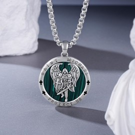 925 Sterling Silver Saint Michael Necklace for Men - Archangel Michael Pendant - Religious Jewelry for Protection - Saint Archangel Medal