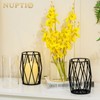 Nuptio Black Pillar Candle Holders - 8 Pcs Glass Candles