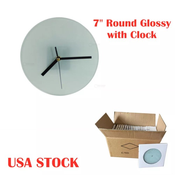 CALCA US Stock 7" Round Glass Photo Picture Frame Sublimation