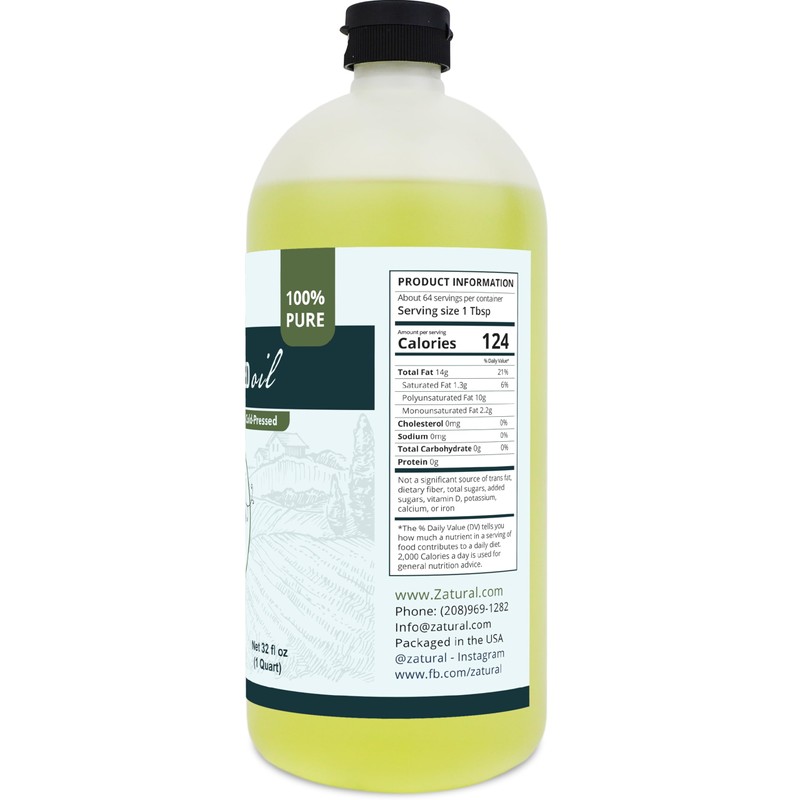 Zatural 100% Pure Cold Pressed Grapeseed Oil – Naturally Grown