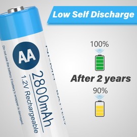 messule NiMH Rechargeable AA Batteries 4 Pack,2800mAh High Capacity 1.2V NiMH Double A Batteries,Pre-Charged Solar Battery for Solar Lights, Pathway Lights and Home Devices(4 Pack)