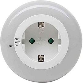 Kopp LED Nachtlicht mit 3 LED´s, als Zwischenstecker, mit Dämmerungssensor, mit Schalter EIN/AUTO/AUS, Farbe weiß leuchtend, 195905010