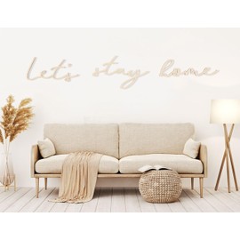 Lettering Wood Let's Stay Home - Plywood Words Sign for Decoration, Children's Room Saying Quote, Nursery Wall Art, Wooden Word Text Art (Let's Stay Home)