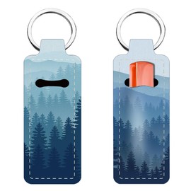 FREEBLOSS 2PC Lip Balm Keychain Chapstick Holder Keychain Multifunctional Lipstick Holder Forest Pattern Lipstick Holder Keychain Portable Lipstick Holder Keychain