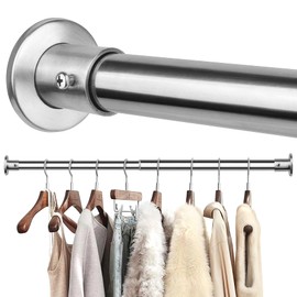 Closet Rods For Hanging Clothes, 17-76 Inch Adjustable Closet Rod, Stainless Steel Heavy Duty Closet Hanging Rod-Silver