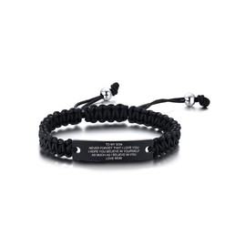 MEALGUET To my Son Bracelet Braided Rope Style Inspirational Message Engraved Son Bracelets, To my Son from Mom Dad Bracelets for Birthday Graduation
