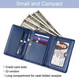 Simikol Trifold Womens Wallet Small Slim RFID Blocking Card Wallet Cute Credit Card Holder Leather Mini Purse with Cash Pocket 7 Card Slots ID Window, Mandala