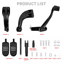 HCMOTORKU Mid Controls Kit Foot Peg Lever Black For Harley Sportster XL 883 1200 2014-2022