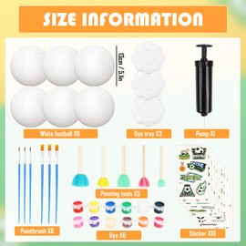 Yooyan Pack of 6 Football Night Light Gifts for Boys Girls DIY 3D Football Lamp Craft Set Painting Set with Painting Accessories Pigment Sticker Football Toy Gift Birthday Easter Gift