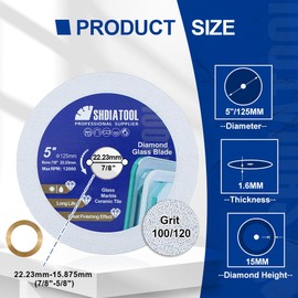 SHDIATOOL Diamond Glass Cutting Disc 125mm Saw Blade, Ultra-Thin Cut Off Wheel for Tile Ceramic Porcelaim Marble 125mm (3 of Pack)