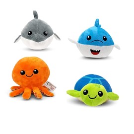 Landahl & Baumann Quality Squishy Ball Turtle Shark Dolphin Octopus Set Plush Toy with Memory Function Suitable for Stress Relief or Playing Memory Ball Children and Adults