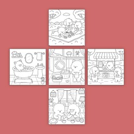 ArtPops Coloring Boxes – Pop-Up Pre-Printed Coloring Box Set – DIY Wall Art Kit for Teens & Adults – Eco-Friendly, Easy to Hang, No Frame Needed – 5-Pack, Cozy Days