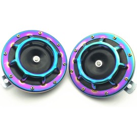 Tiardey 125mm 12V Color Car Horn Kit,Metal Twin Horn Kit Super Loud Disc Horn for Car SUV Boat