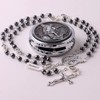 HanlinCC Saint Michael the Archangel Hematite Black Stone Beads Rosary