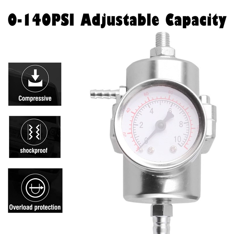 BARTOO Universal Adjustable Fuel Pressure Regulator Kit, Aluminum Fuel Regulator,Adjustable