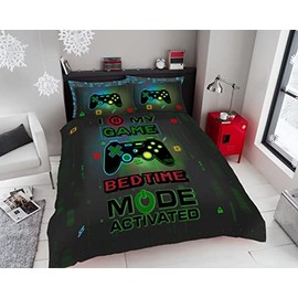 T&A Textiles and Hosiery Ltd Children Gamer Gaming Duvet Quilt Cover Boys Kids Game Bedding Set Luxury Single, Green