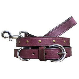 BRADLEY CROMPTON Genuine Leather Matching Pair Dog Collar and Lead Set L