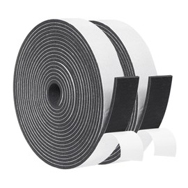 Yotache Foam Strips Adhesive 2 Rolls 1 Inch Wide X 1/8 Inch Thick, Neoprene Weather Stripping High Density Foam Tape Seal for Doors and Windows Insulation, Total 33 Feet Long (2 X 16.5 Ft Each)