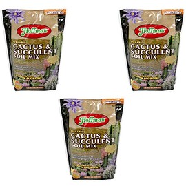 Hoffman Organic Cactus and Succulent Soil Mix to Provide Proper Drainage and Improve Growth in Cacti, 4qts, 3 Pack