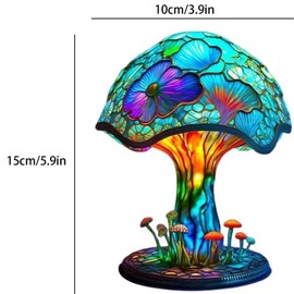 Xugenxes Painting Mushroom Table Lamp,5.9 Inch High Stain Plant Series Night Light, Bohemian Resin Mushroom Decoration Bedside Lamp Bedroom Living Room Home Office Decoration Gifts