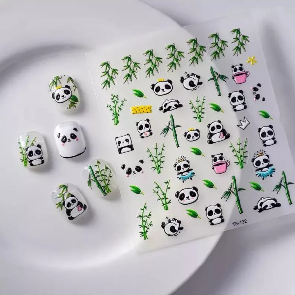 Unbranded 3D Nail Art Stickers Kung Fu Panda Fruit Bamboo