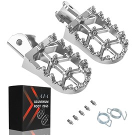JFG RACING Dirt Bike Foot Pegs with Springs,7075 Aluminum CNC Footpegs Pedals Rests for Surron Light Bee X and S/E Ride Pro SS/CRF150F CRF230F 03-19/X160/X260-Silver