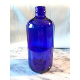 COBALT Bottle BOSTON ROUND Solid Blue Glass ~ Large 16oz APOTHECARY High Quality
