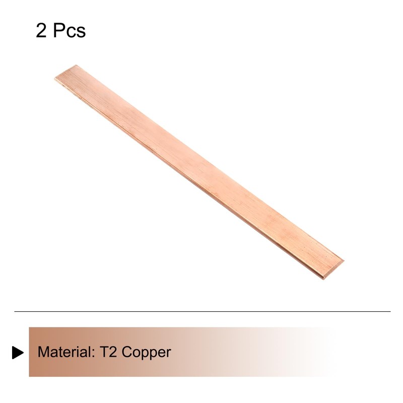 sourcing map 2Pcs 8" x 4/5" Copper Flat Bar,1/8" Thickness