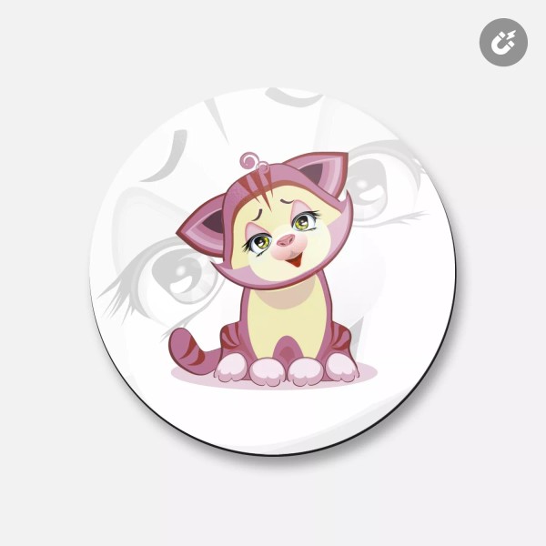 Unbranded Cute Cat Animal | 4'' X 4'' Round Decorative