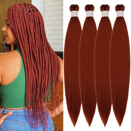 Ginger Brown Braiding Hair Pre Stretched 350 Prestretched Knotless Braiding Hair ez Braid Hypoallergenic Synthetic Yaki Texture Box Braids non toxic