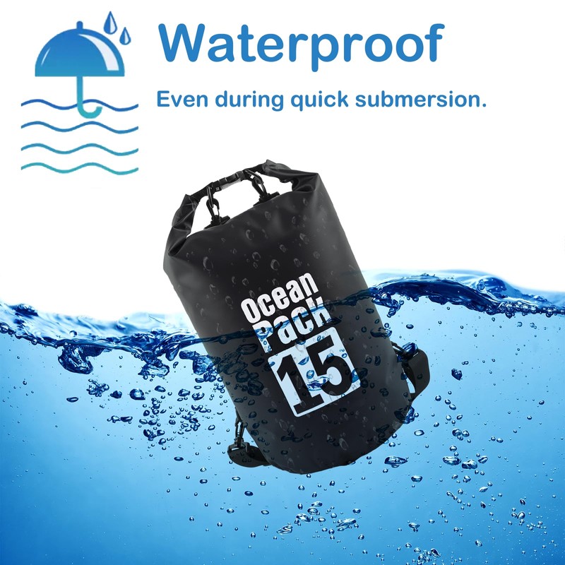 POPOYU Dry Bag, black, WaterproofBag