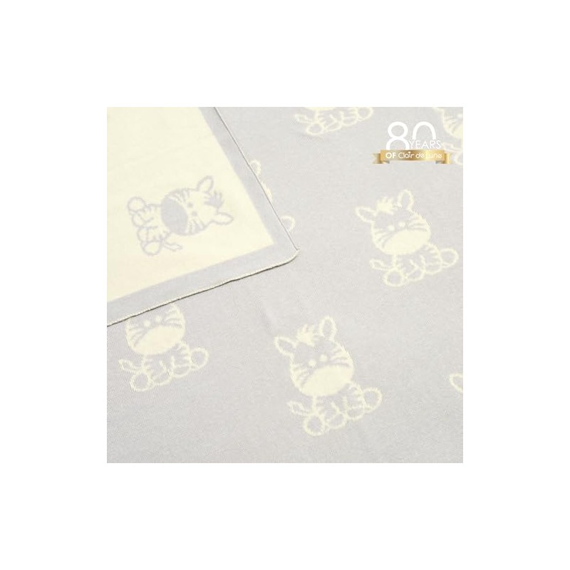 Clair de Lune Reversible Zebra Knitted Baby Blanket, Soft Safari