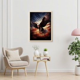KAYEIUU Eagle American Flag Diamond Painting Kits for Adults, Beautiful Diamond Painting 5D DIY Diamond Art Kits Full Drill Diamond for Gift Wall Decor Gem Art 12x16inch