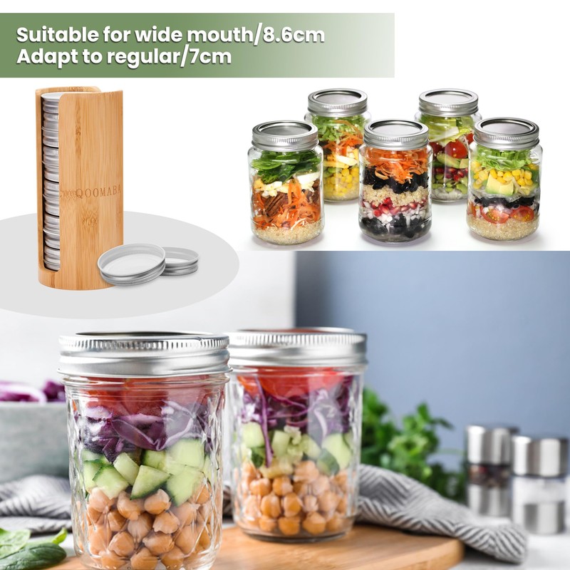 QOOMABA Mason Jar Lid Organizer (2pcs), Mason Jar Lid Storage