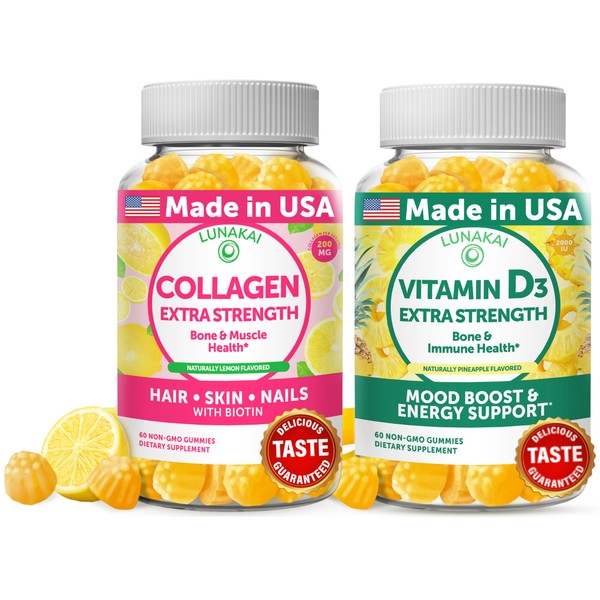 Lunakai Lunakai Collagen and Vitamin D3 Gummies Bundle - Non-GMO