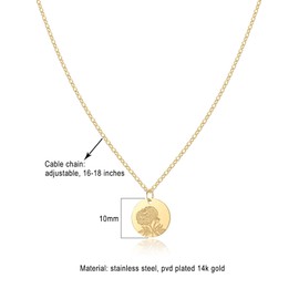 Birth Flower Necklace, Gold Plated Floral Pendant Necklaces for Women, Simple Dainty Birth Month Flower Necklace, Birthday Jewelry for Women - October, Marigold Necklace