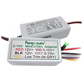 Responsiv Blink'n'Dim Adapter, Universal Dimmer for 0-10V Dimmable LED Fixtures, Bundle with 12V Power Supply. Dim with Existing Switch. No New Wiring in Walls. Better Than Wireless.