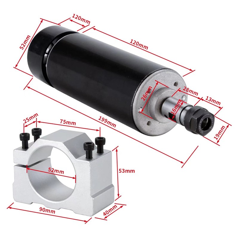 CNC 500W Spindle Motor Kit, 500W 0.5KW Air Cooled Spindle
