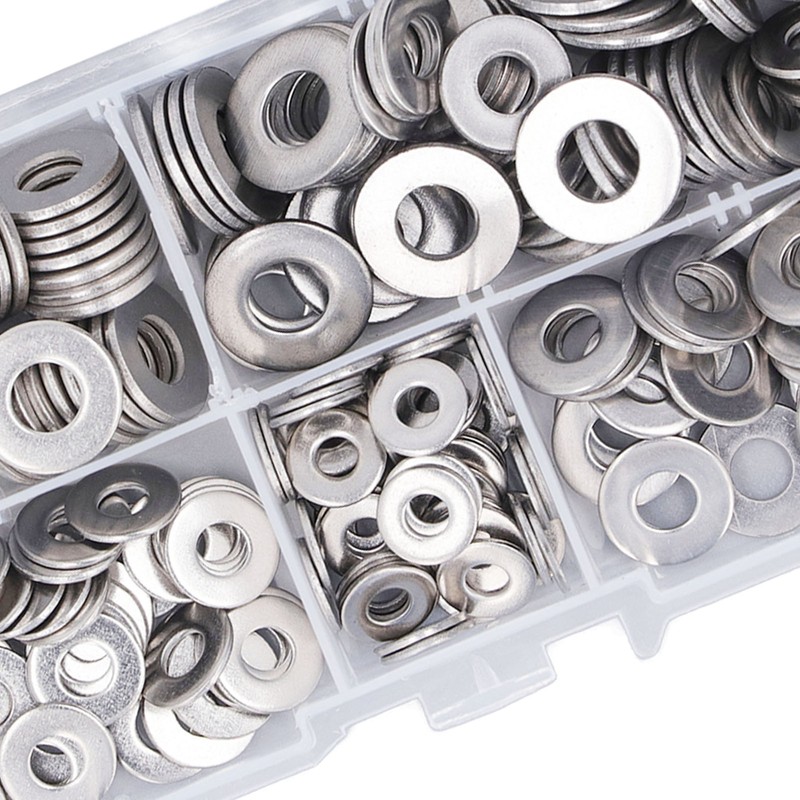 250PCS Flat Washer Kit Stainless Steel 5 Specifications Anti Corrosion