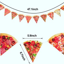 4 Piece Pizza Photo Banner, Pizza Triangle Flags, Pizza Party Theme Decoration - Perfect for Pizza Theme Birthdays and Baby Shower Occasions "Garland Birthday Pizza"
