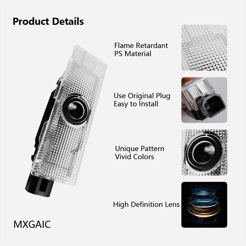 2Pcs Car Door Logo Lights Compatible with Challenger 2015-present Puddle