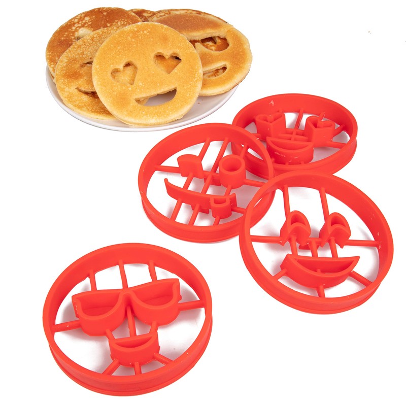 Emoji Pancake Molds and Egg Rings (4 Pack) for Kids