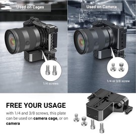 SMALLRIG Kamera-Grundplatte mit Stangenschienenklemme, Grundplatte für Sony A6500 A6600 A6300, für Panasonic GH5 GH6, für Sony A7-Serie, für Canon R5 R6, beide für Kameras und Käfige - 1674