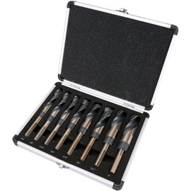 XtremepowerUS 8PC HSS Silver and Deming Drill Bits Set with Metal Case